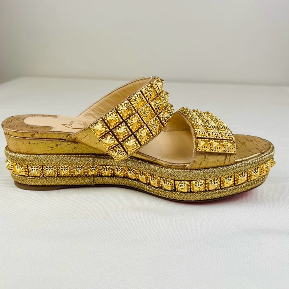 NEW CHRISTIAN LOUBOUTIN Liege Pepite 60 Platform Sandals 35 EU, Gold Version - Picture 11 of 11